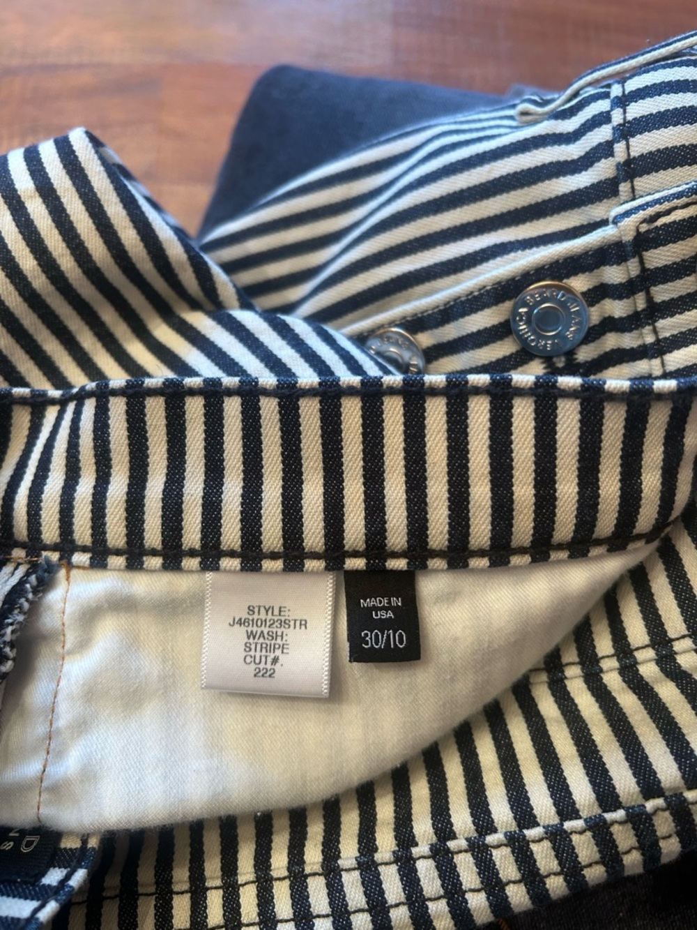 Veronica Beard Black & White Striped Boot Cut Jeans with Brown Side Stripe - Picture 6 of 6